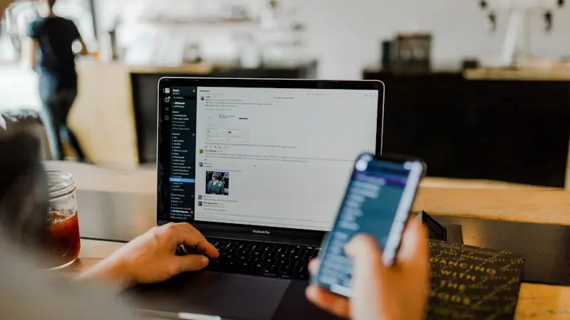 public WiFi VPN hacker protection on laptop